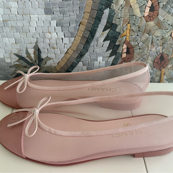 CHANEL Blush Pink Mesh Ballet Flats - Picture 3 of 5